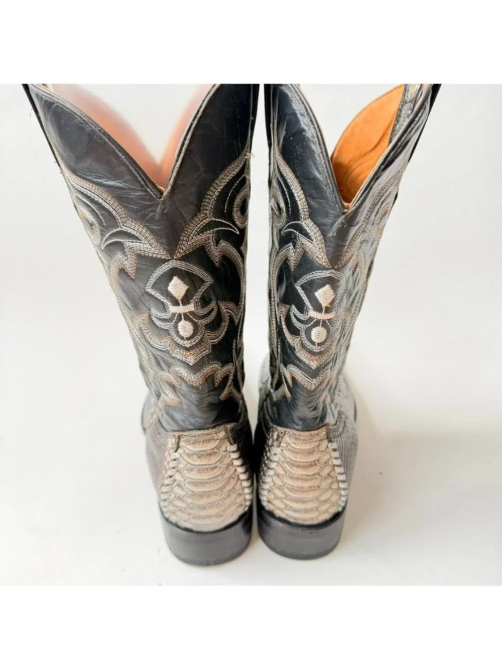 Botas Armenta Mens Size 9.5 Python Leather Western Cowboy Boots Black Green